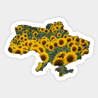 Ukraine Silhouette With Sunflowers - Floral Pattern Country Sticker